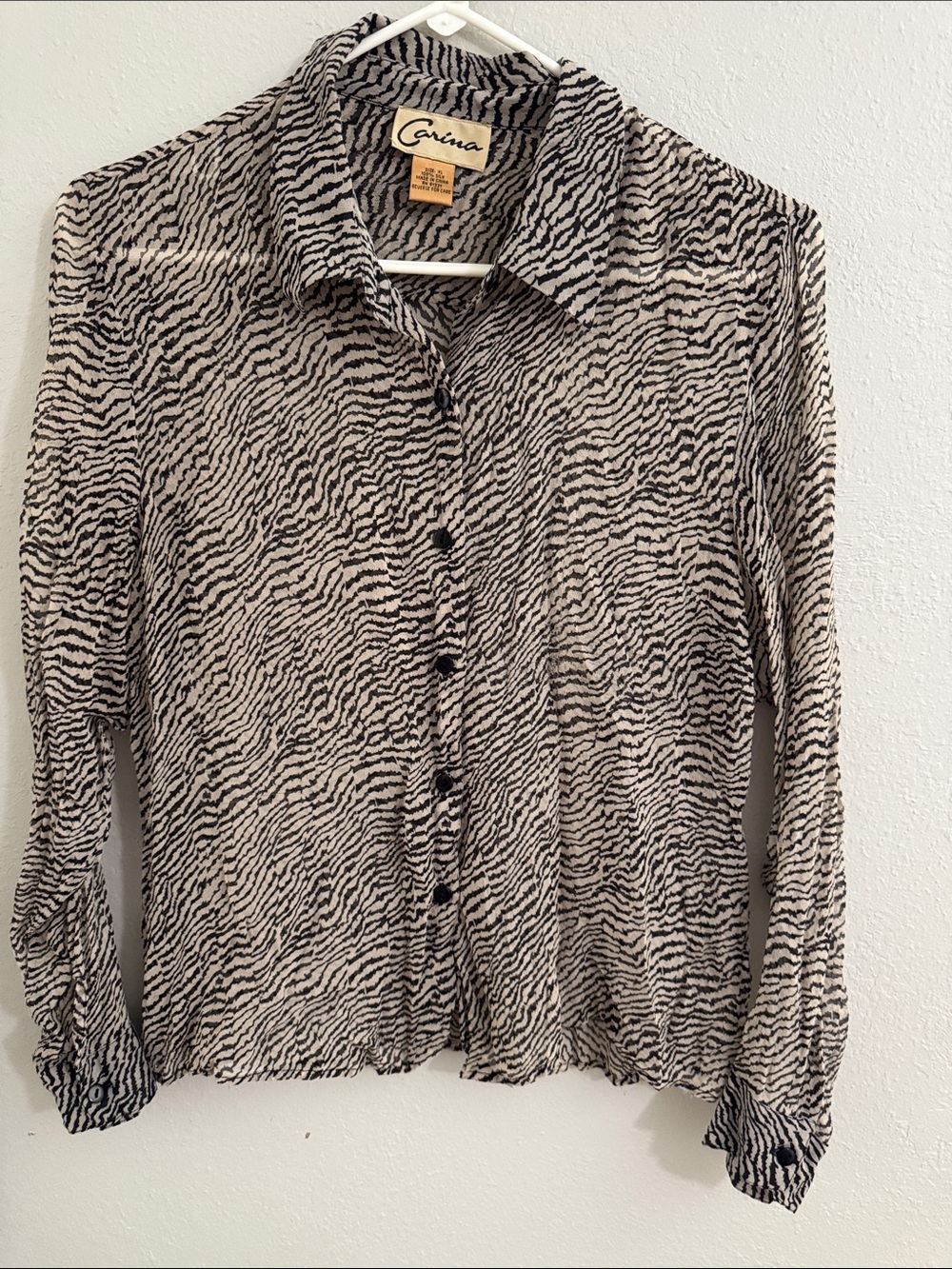 Carina ~ vintage ~ Women’s sheer Long-Sleeve Button up Shirt